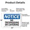 Signmission No Trespassing Or Loitering OSHA Notice Sign, Aluminum, 24in W x 18in L, 2PK OS-2PACK-NS-A-1824-L-14958 - alternate 5